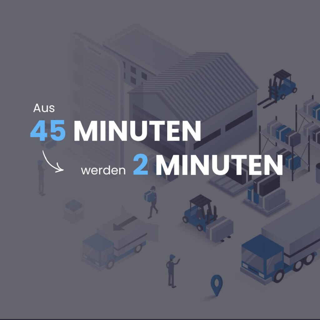 Beitragsbild für Büroprozesse optimieren. Darstellung 45 Minuten zu 2 Minuten.